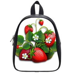 Strawberries-fruits-fruit-red School Bag (small)