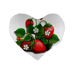 Strawberries-fruits-fruit-red Standard 16  Premium Flano Heart Shape Cushions by Jancukart