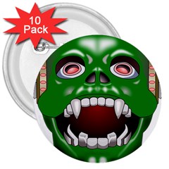 Monster-mask-alien-horror-devil 3  Buttons (10 Pack)  by Jancukart