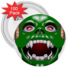 Monster-mask-alien-horror-devil 3  Buttons (100 Pack)  by Jancukart