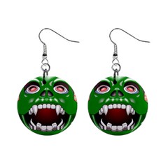 Monster-mask-alien-horror-devil Mini Button Earrings by Jancukart