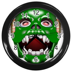 Monster-mask-alien-horror-devil Wall Clock (black)