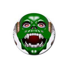 Monster-mask-alien-horror-devil Rubber Round Coaster (4 Pack)