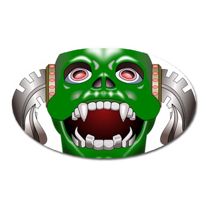 Monster-mask-alien-horror-devil Oval Magnet