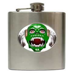 Monster-mask-alien-horror-devil Hip Flask (6 Oz)