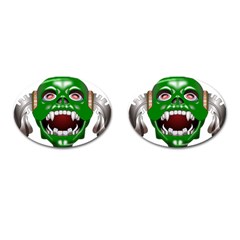 Monster-mask-alien-horror-devil Cufflinks (oval) by Jancukart