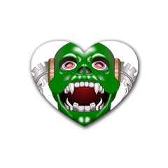 Monster-mask-alien-horror-devil Rubber Coaster (heart)