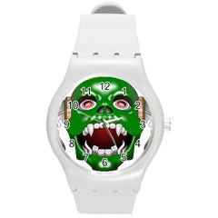 Monster-mask-alien-horror-devil Round Plastic Sport Watch (m) by Jancukart