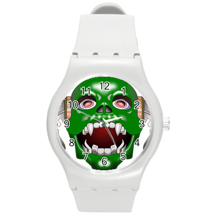 Monster-mask-alien-horror-devil Round Plastic Sport Watch (M)