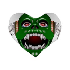 Monster-mask-alien-horror-devil Standard 16  Premium Flano Heart Shape Cushions