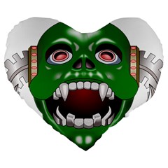 Monster-mask-alien-horror-devil Large 19  Premium Flano Heart Shape Cushions