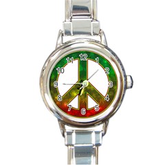 Peace-rastafarian Round Italian Charm Watch