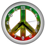 Peace-rastafarian Wall Clock (Silver) Front