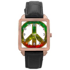 Peace-rastafarian Rose Gold Leather Watch 