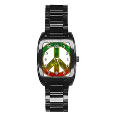 Peace-rastafarian Stainless Steel Barrel Watch by Jancukart