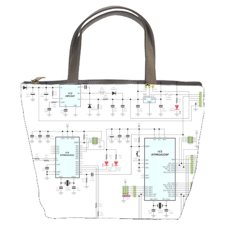 Circuits-electronics-atmel Bucket Bag