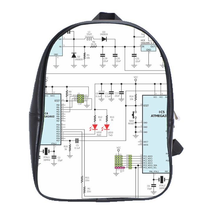 Circuits-electronics-atmel School Bag (Large)