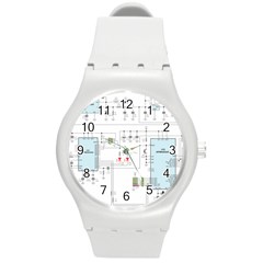 Circuits-electronics-atmel Round Plastic Sport Watch (m) by Jancukart