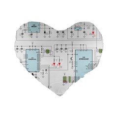 Circuits-electronics-atmel Standard 16  Premium Flano Heart Shape Cushions by Jancukart