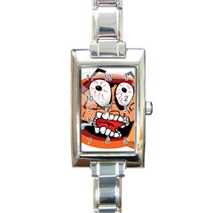 Brain Cartoon Animation Rectangle Italian Charm Watch