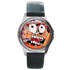 Brain Cartoon Animation Round Metal Watch