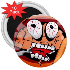 Brain Cartoon Animation 3  Magnets (10 Pack) 