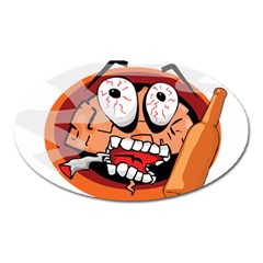 Brain Cartoon Animation Oval Magnet