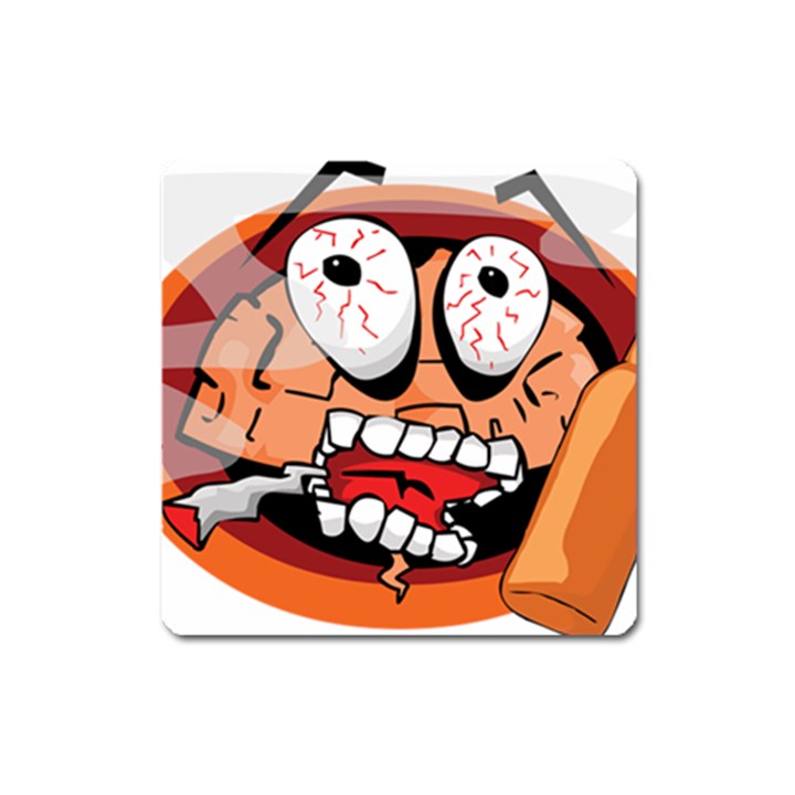 Brain Cartoon Animation Square Magnet