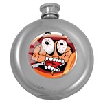 Brain Cartoon Animation Round Hip Flask (5 oz) Front