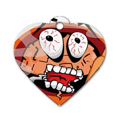 Brain Cartoon Animation Dog Tag Heart (two Sides)