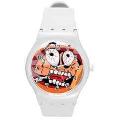 Brain Cartoon Animation Round Plastic Sport Watch (m)