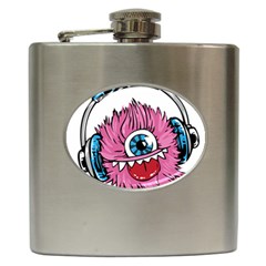 Monster-headphones-headset-listen Hip Flask (6 Oz)