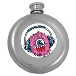 Monster-headphones-headset-listen Round Hip Flask (5 oz) Front