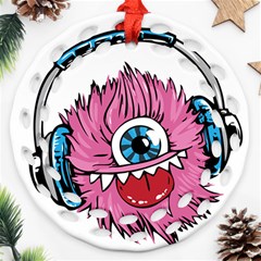 Monster-headphones-headset-listen Ornament (round Filigree)