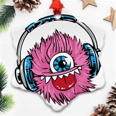 Monster-headphones-headset-listen Snowflake Ornament (two Sides) by Jancukart