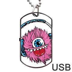 Monster-headphones-headset-listen Dog Tag Usb Flash (one Side)