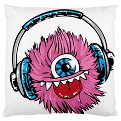 Monster-headphones-headset-listen Large Cushion Case (two Sides)