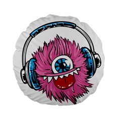 Monster-headphones-headset-listen Standard 15  Premium Flano Round Cushions by Jancukart