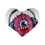 Monster-headphones-headset-listen Standard 16  Premium Flano Heart Shape Cushions Back