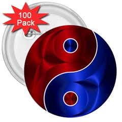 Yin Yang Eastern Asian Philosophy 3  Buttons (100 Pack) 