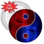 Yin Yang Eastern Asian Philosophy 3  Buttons (100 pack)  Front