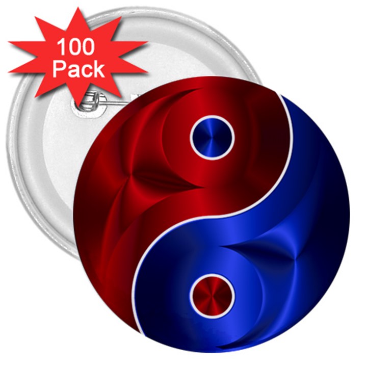 Yin Yang Eastern Asian Philosophy 3  Buttons (100 pack) 