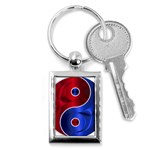 Yin Yang Eastern Asian Philosophy Key Chain (Rectangle) Front