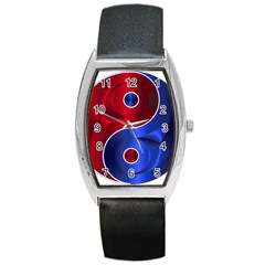 Yin Yang Eastern Asian Philosophy Barrel Style Metal Watch