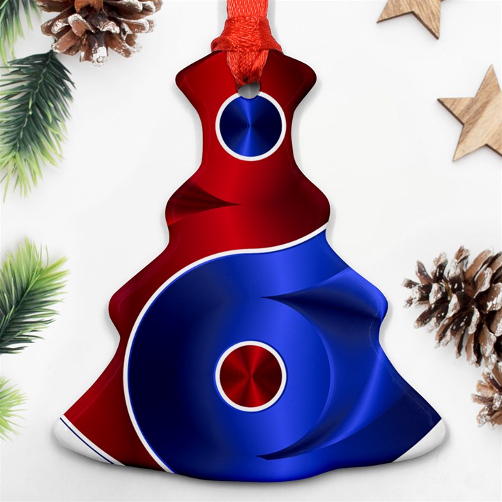 Yin Yang Eastern Asian Philosophy Christmas Tree Ornament (Two Sides)