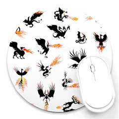 Dragon-phoenix-fire-bird-ancient Round Mousepads