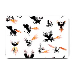 Dragon-phoenix-fire-bird-ancient Small Doormat  by Jancukart