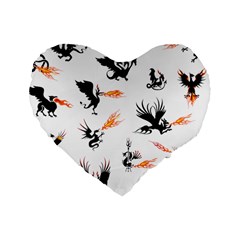 Dragon-phoenix-fire-bird-ancient Standard 16  Premium Heart Shape Cushions