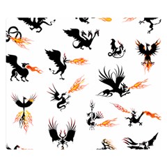 Dragon-phoenix-fire-bird-ancient Double Sided Flano Blanket (small) 