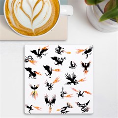 Dragon-phoenix-fire-bird-ancient Uv Print Square Tile Coaster 